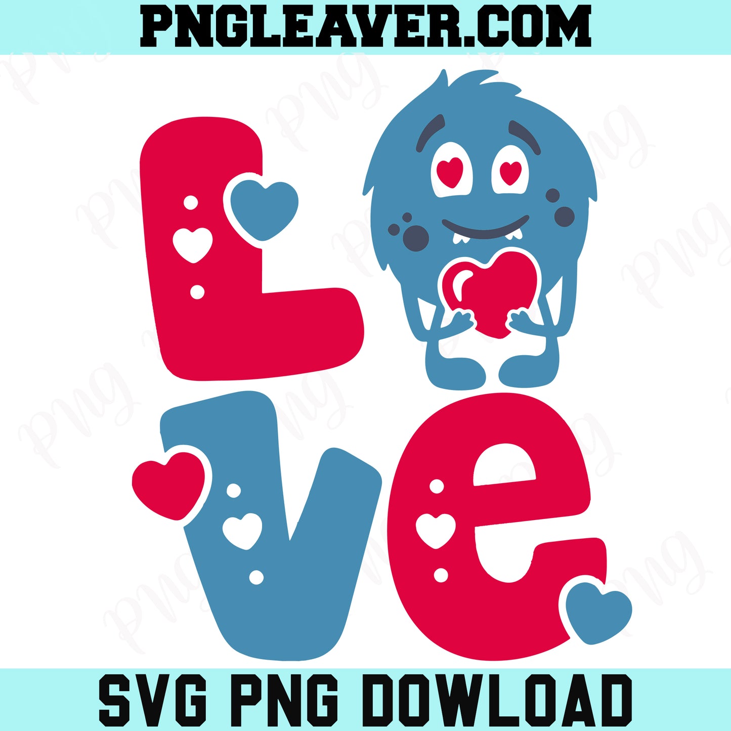 Monster Love Hugs Heart Svg, Monster Love Svg, Valentine Monster Svg