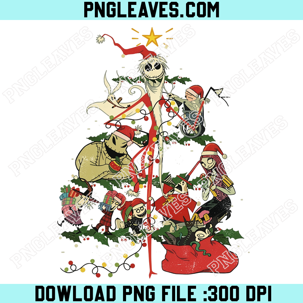 Nightmare Before Christmas Tree Characters PNG, Jack Skellington And Sally Holiday Art PNG