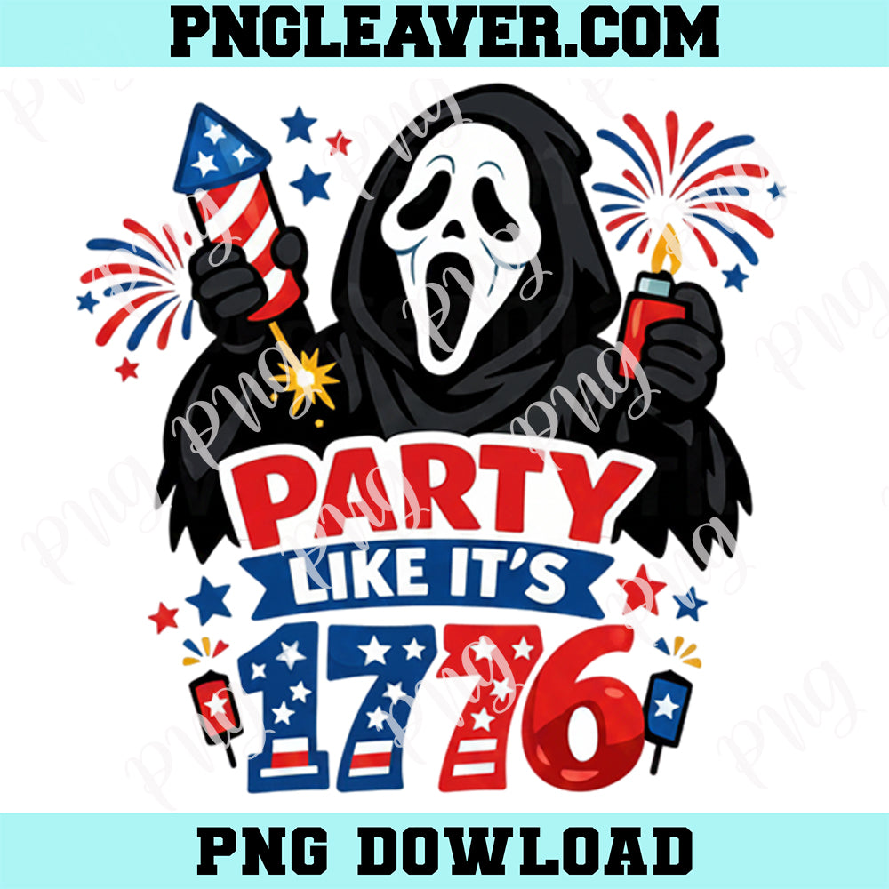 1776 Ghost Face 4th of July Png, Party Like It's 1776 Png, Funny Patriotic Png