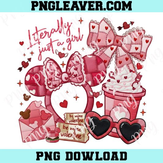 Patchwork Literally Just A Girl Love Png, Valentine Mouse and Friends Png, Magical Heart Valentines Png