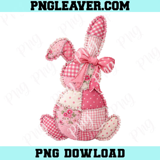 Easter Pink Patchwork Bunny Png, Easter Bunny Png, Shabby Chic Rabbit Png