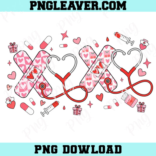 Pink Valentine Nurse Xo Xo Png, XOXO Stethoscope Heart Png, Nurse Valentine XOXO Nurse Png