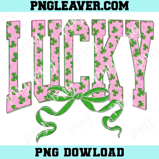 Pink Shamrock Png, Preppy Coquette Lucky St Patrick Day Png, St Patricks Day Png, Coquette St Patrick png