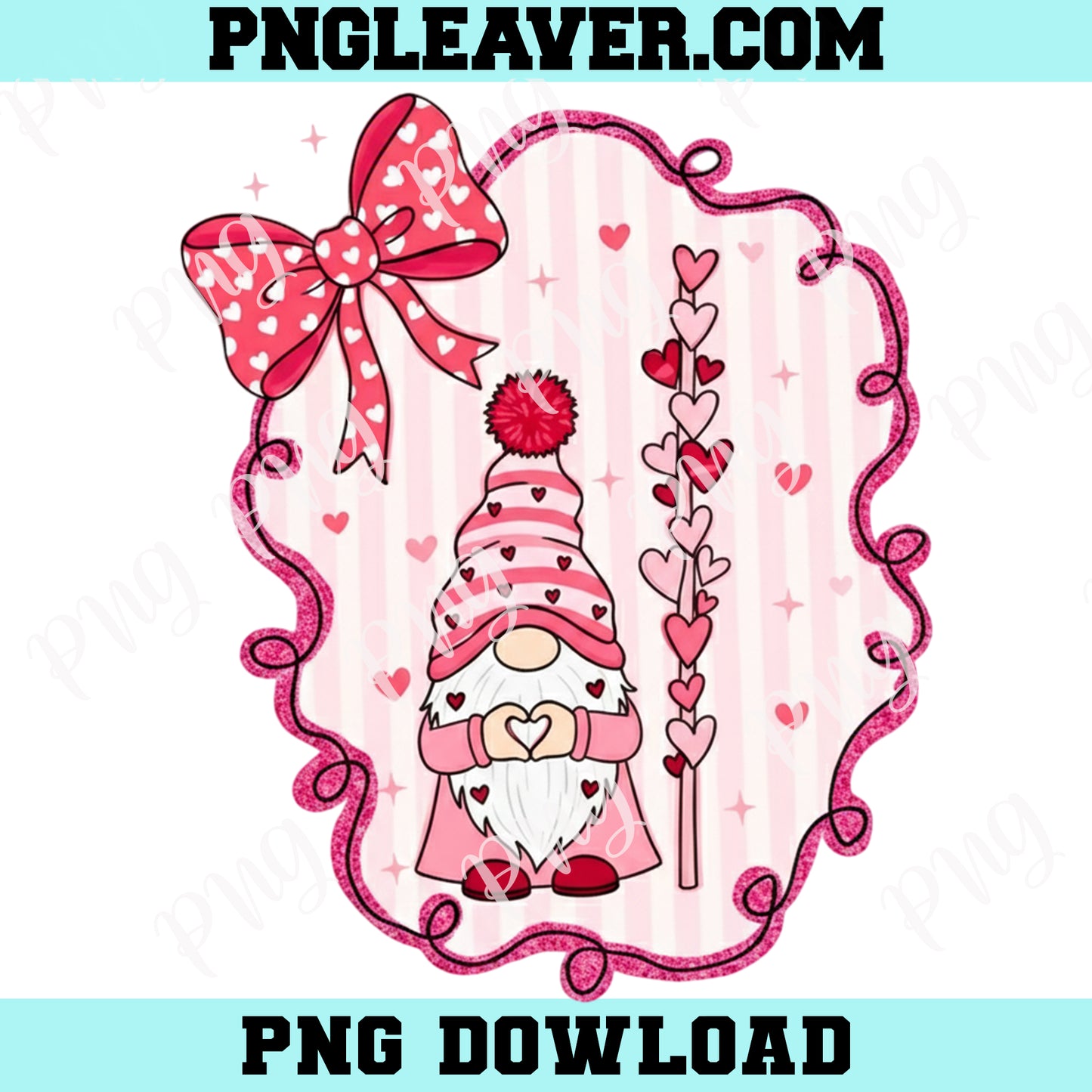 Baby Preppy Gnome Valentine PNG, Coquette Gnome Sublimation Png, Gnome Valentine PNG