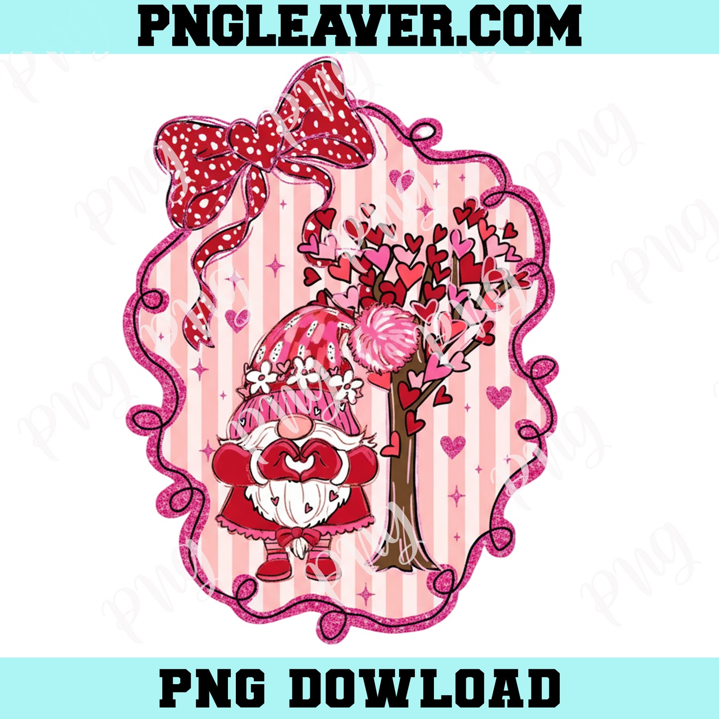 Preppy Gnome Valentine Coquette Cute Png, Valentines Gnome PNG, Valentine's Day PNG, Preppy Valentines Png, Gnome Sublimation