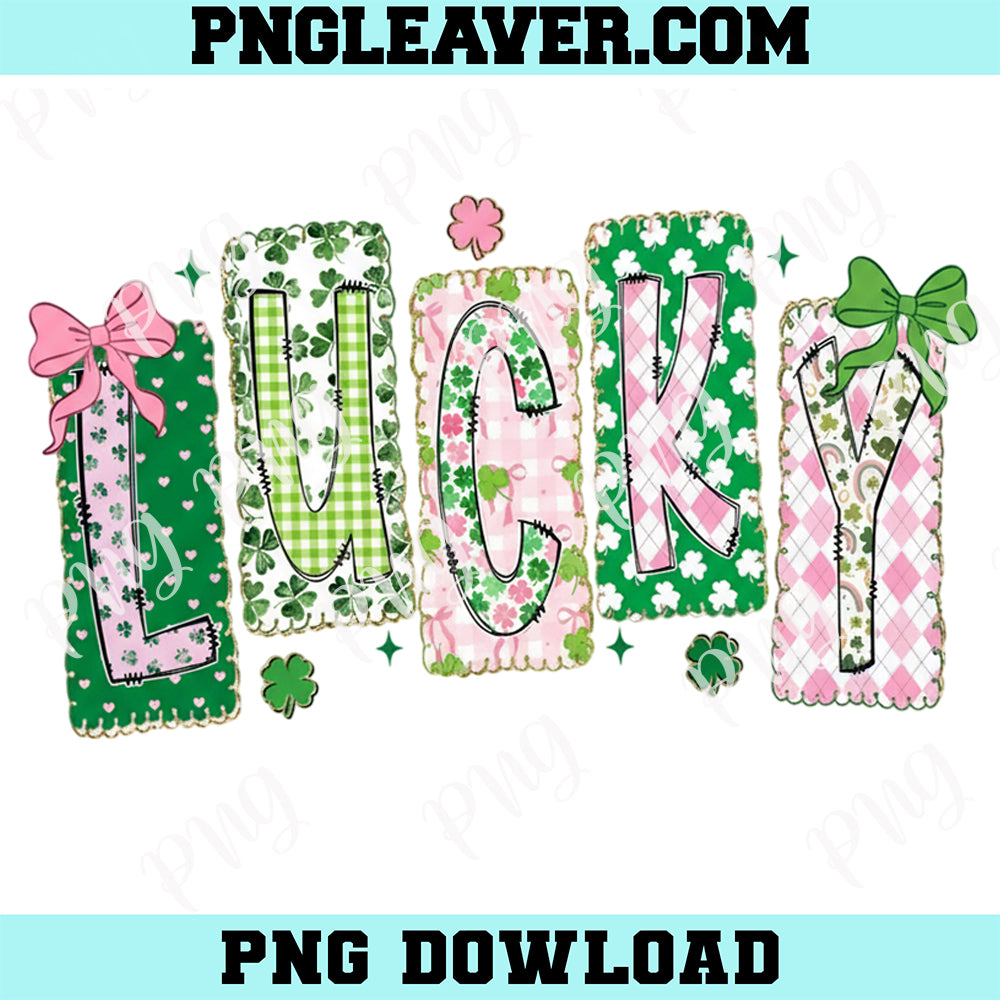 Preppy Lucky Shamrock New Png, Patricks Day Png, Coquette St Patrick Day Png