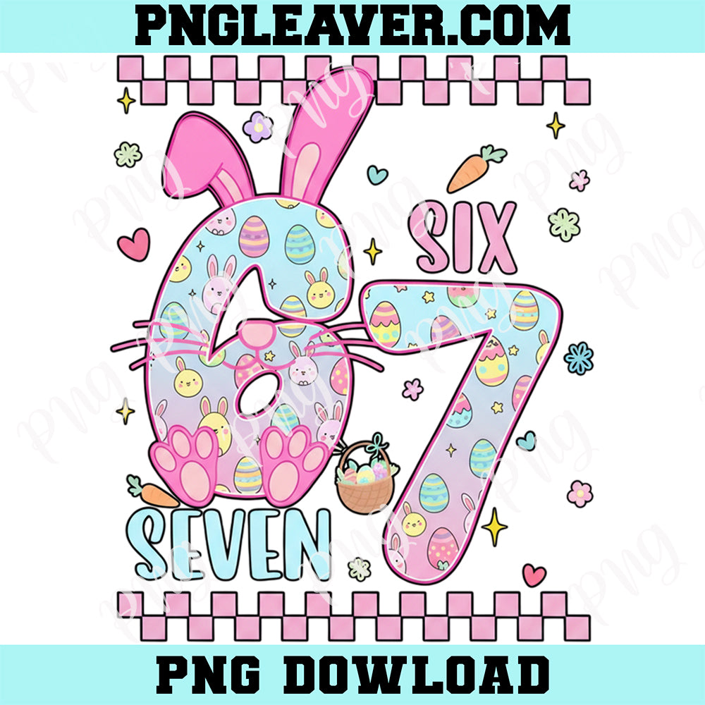 Kids Spring Preppy Six Seven Easter Day Png, Easter Bunny Png