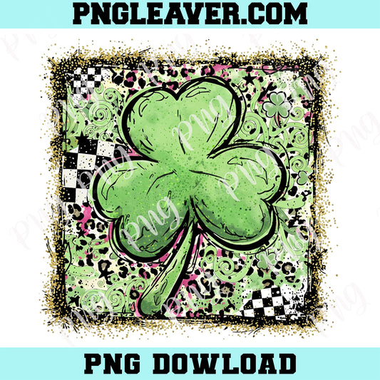 Preppy St Patrick's Day Retro Coquette Png, Faux Glitter Brushstrokes Bold Irish Clover Png