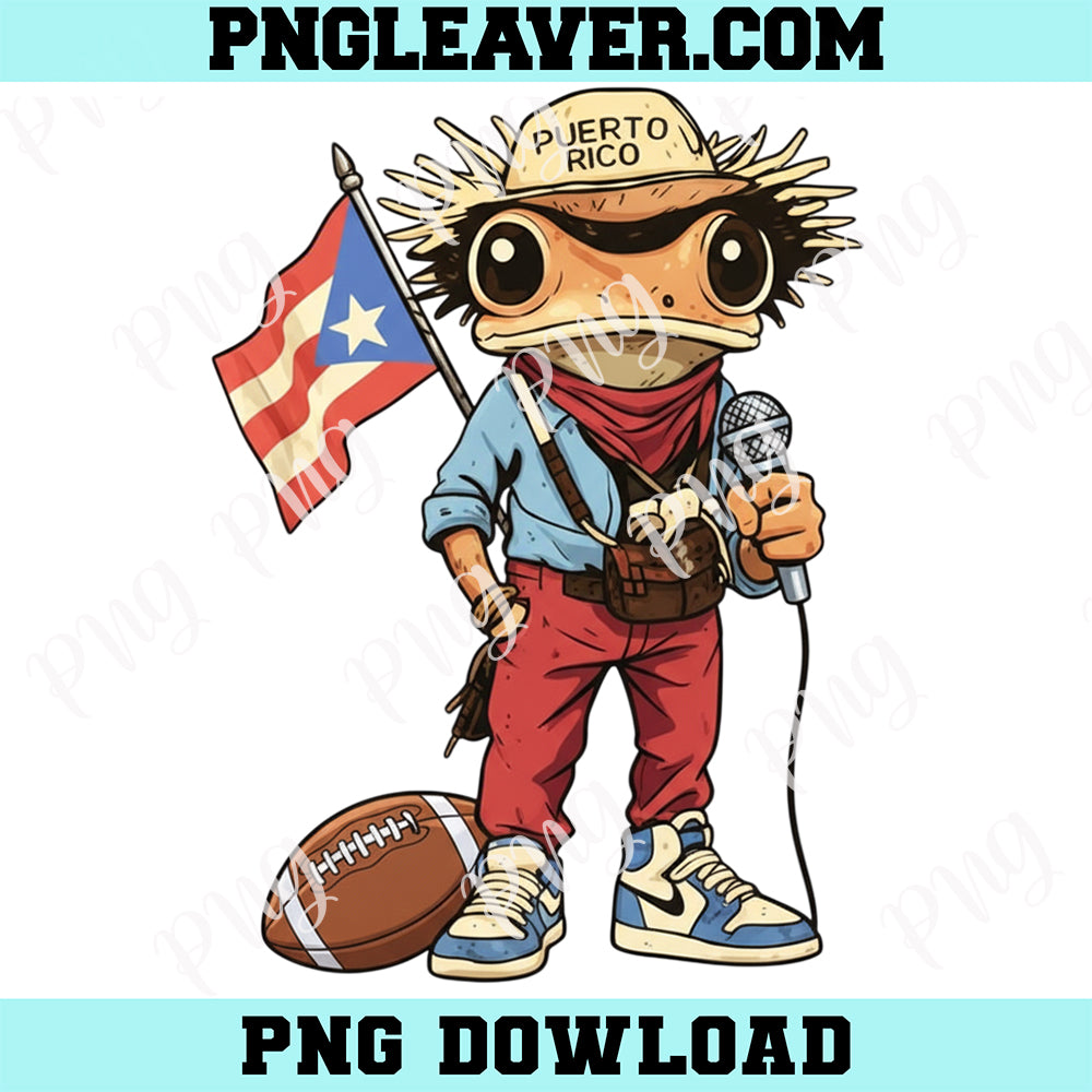 Puerto Rico Coqui Frog Funny Football Png, Football Frog Funny Png
