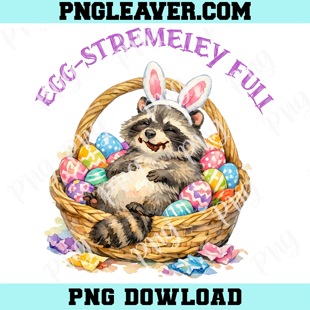 Racoon With Bunny Ears Funny Easter Png, Egg Stremeley Full  Easter Png
