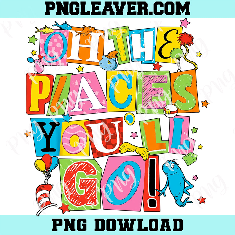 Oh Places You Go Autism Png, Reading Day Oh Places You Go Doctor Teacher Cat Hat Autism Png