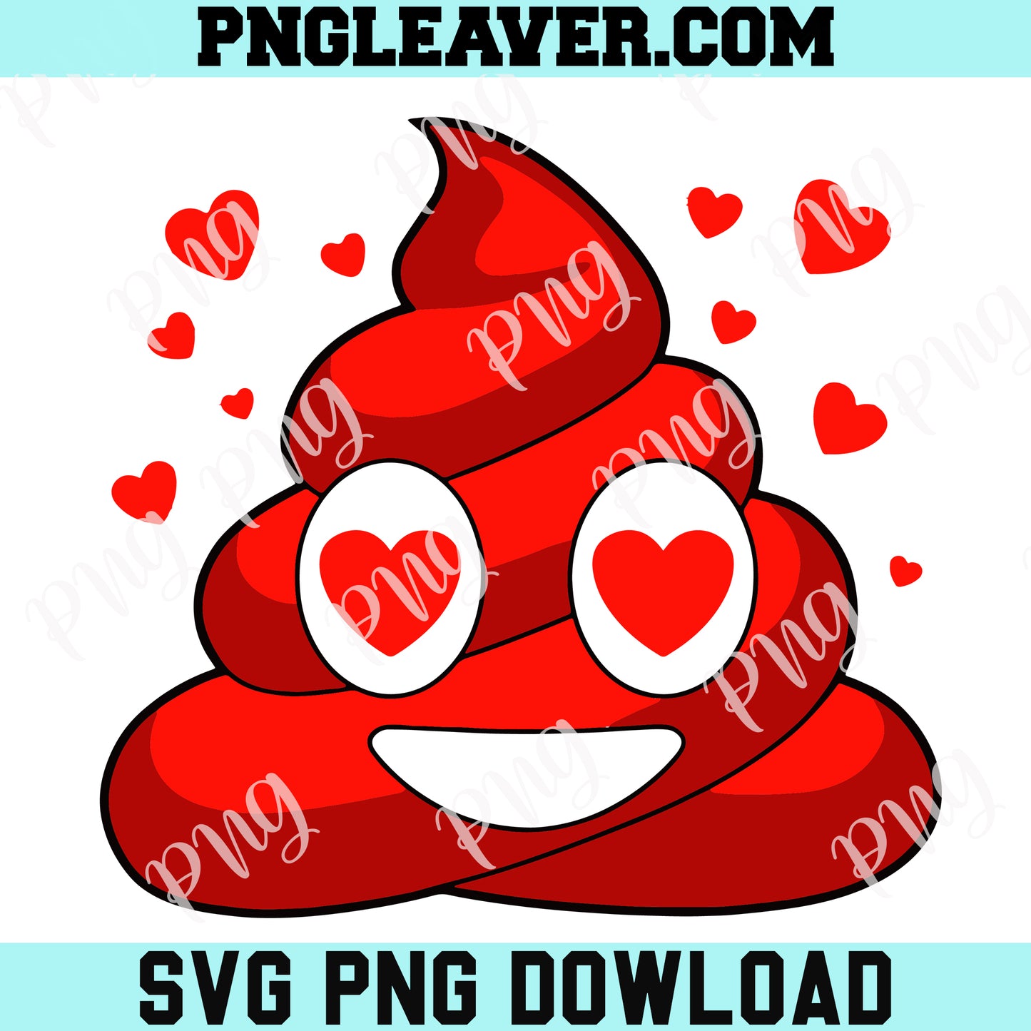 Poop Heart Svg Png, Red Hearts Poop Emoji Funny Love Valentines Day Svg