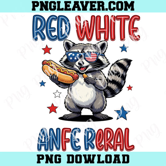 Racoon America Red White And Feral Png, Raccoon 4th Of July Png, Funny Raccoon Hot Dog Png