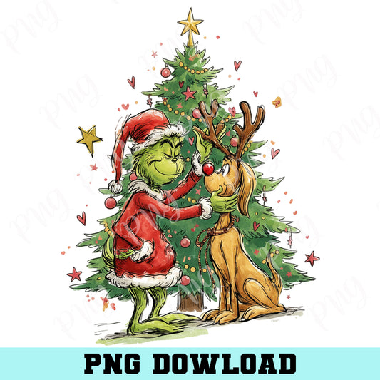 Christmas And Dog Characters Png, Christmas Grinch Download Png