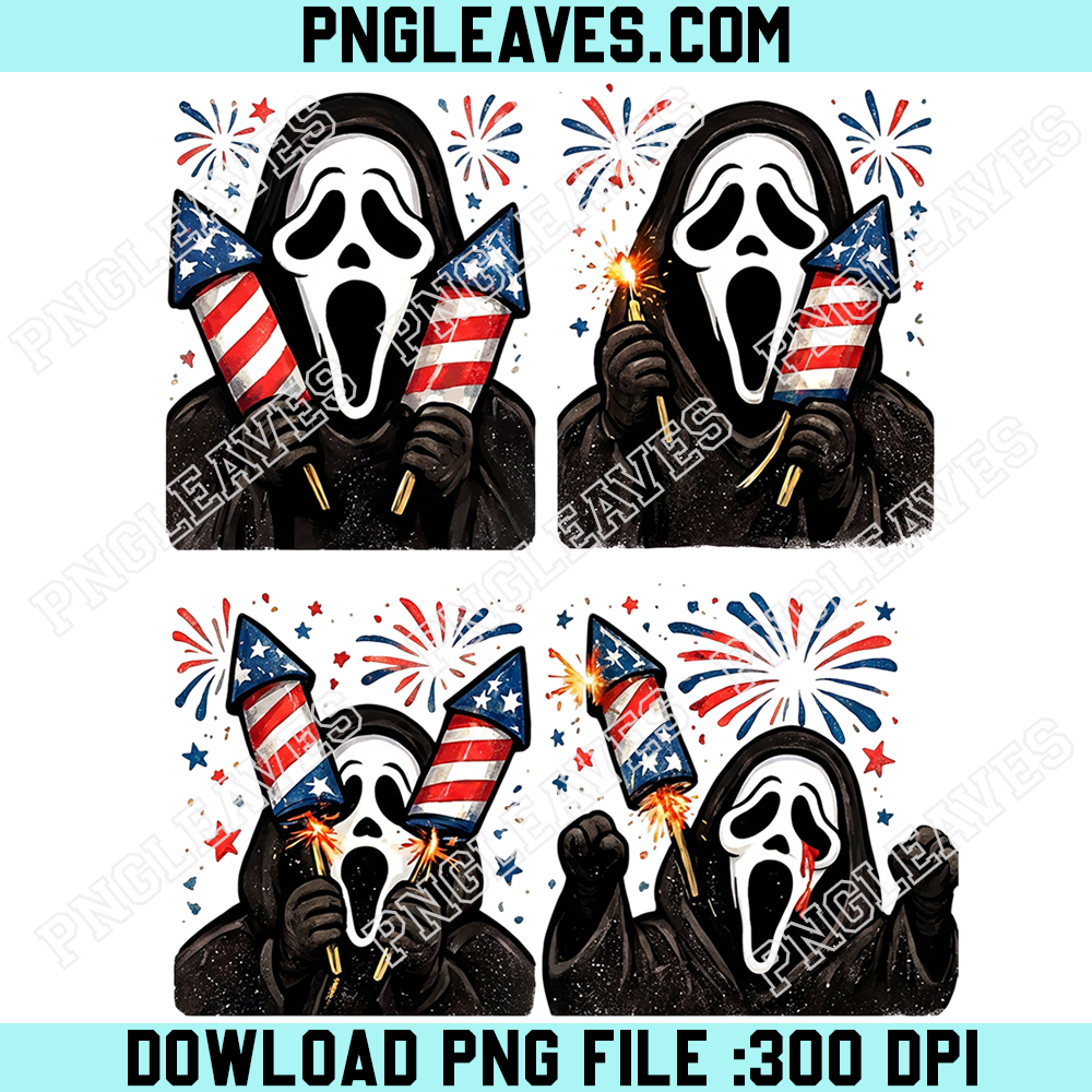 Ghost Retro 4th of July Png, 90s Patriotic Fireworks Png, Spooky USA Png