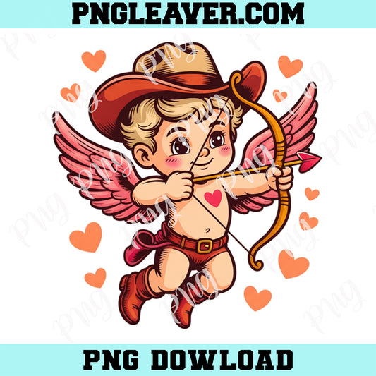 Retro Baby Cupid Bow PNG, Baby Cupid Valentine Design, Howdy Valentine Cowboy PNG