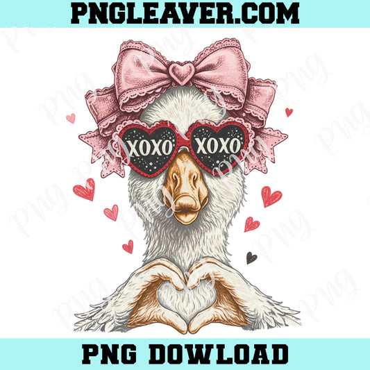 Goose Xo Xo Heart Png, Hand drawn Love Goose Png, Valentine Love shirt Png