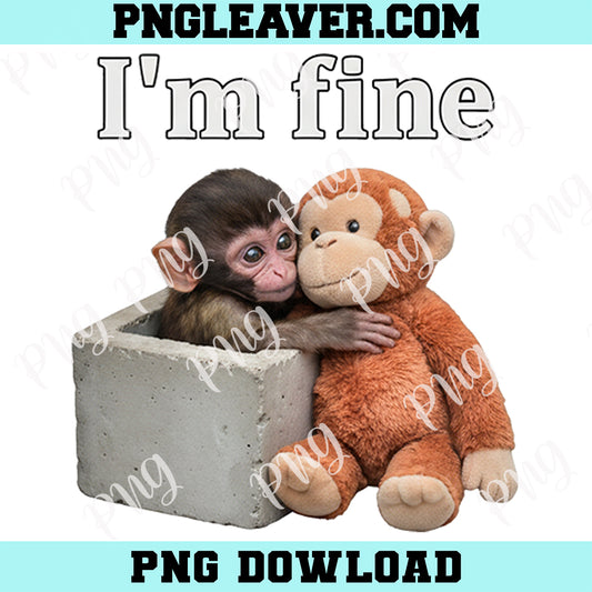 I'm Fine Monkey Png, Sad Monkey Punch with an Orange Toy I'm Fine Png