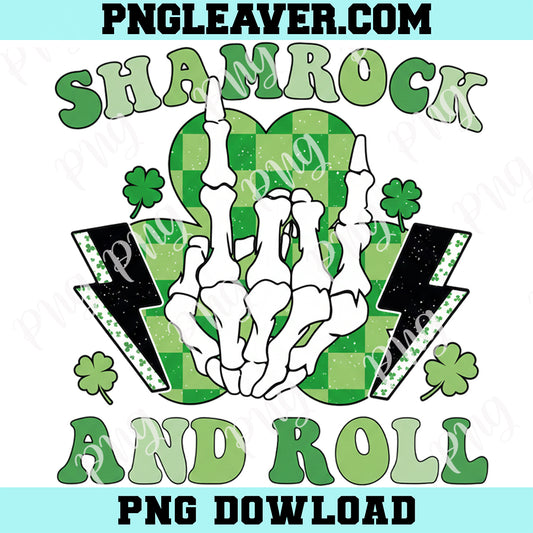 Bone Hand Shamrock And Roll Png, Retro Groovy St Pattys Svg Png, Funny St Patricks Png