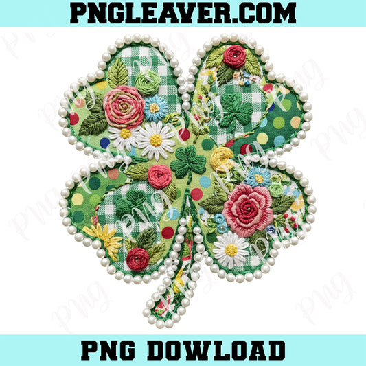 Shamrock Patchwork Pearls Png, Clover St Patricks Day Png, St Patrick Png