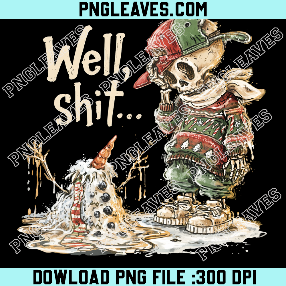 Skeleton looking at melted snowman PNG, Funny Christmas skeleton transparent PNG