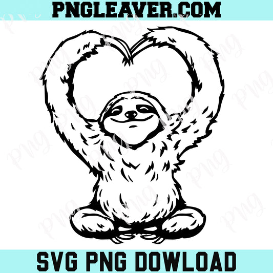 Sloth Valentine Svg Png, Sloth Hands Heart Svg, Sloth Making Heart Arms Svg