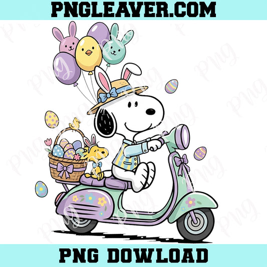 Snoopy Easter Moto Balloon Png, Easter Beagle Png, Peanuts Easter Png