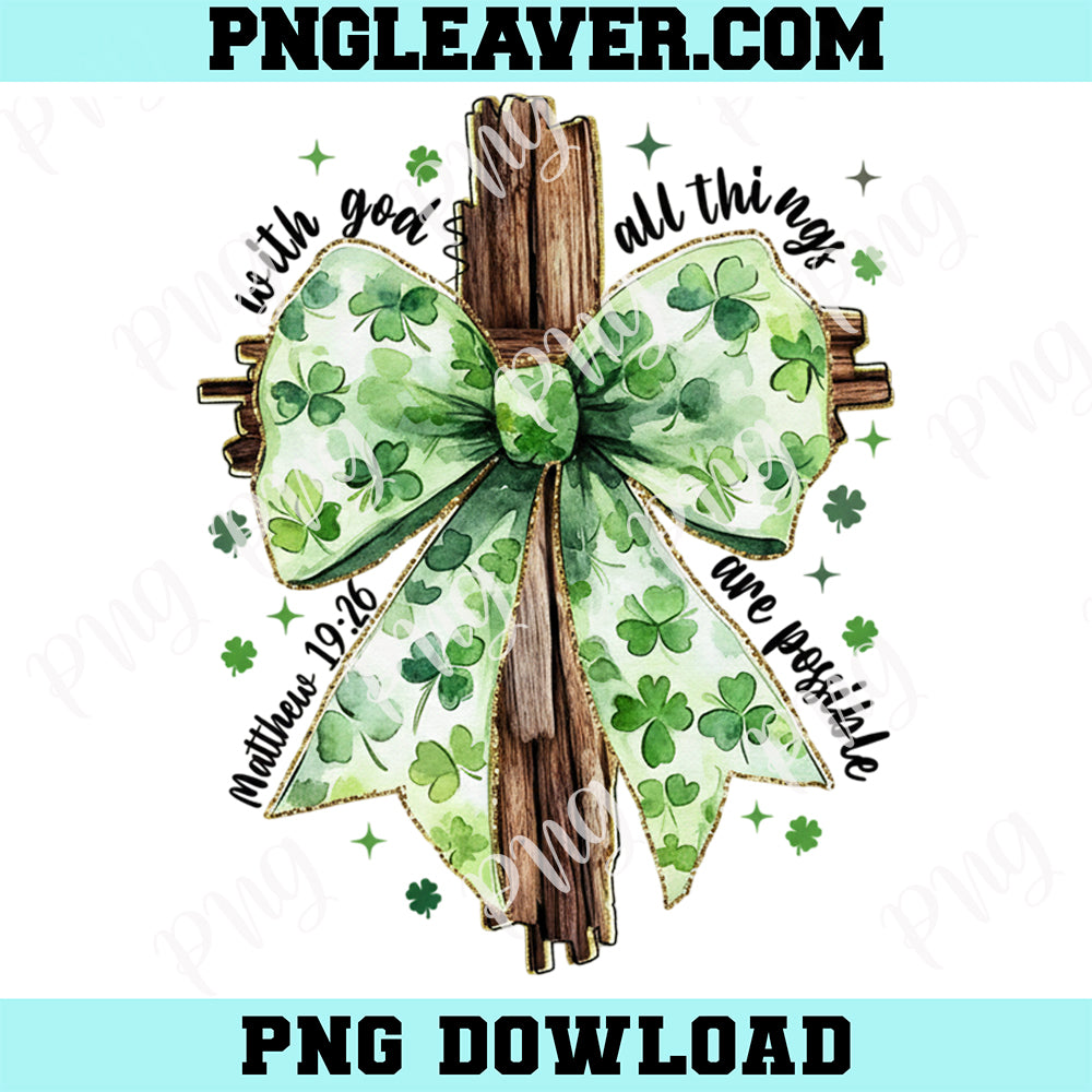 God Christian St Patrick Png, Christian Cross Png, St Patrick Coquette Bow Png