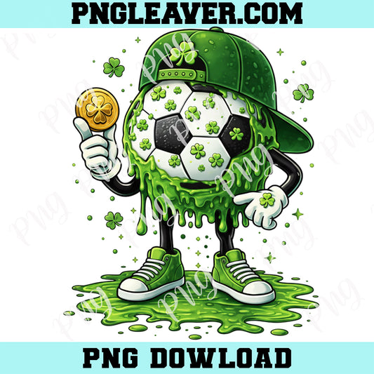 St Patrick’s Day Soccer Melt PNG, Shamrock Soccer Melt PNG, Funny Irish Soccer PNG