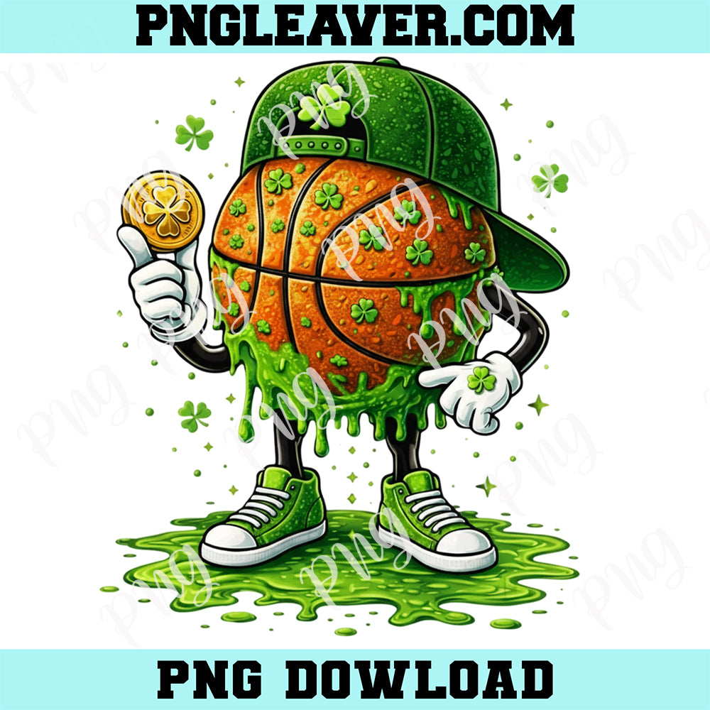 St Patricks Day Basketball Melt PNG, Shamrock Basketball Png, Funny Irish Sports Lover Png