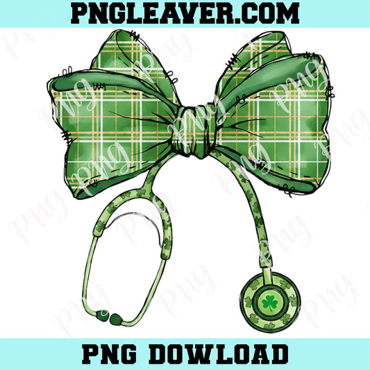 St Patricks Day Png Nurse Bow Png, Lucky Nurse Png, Coquette Bow Png, Shamrock Png