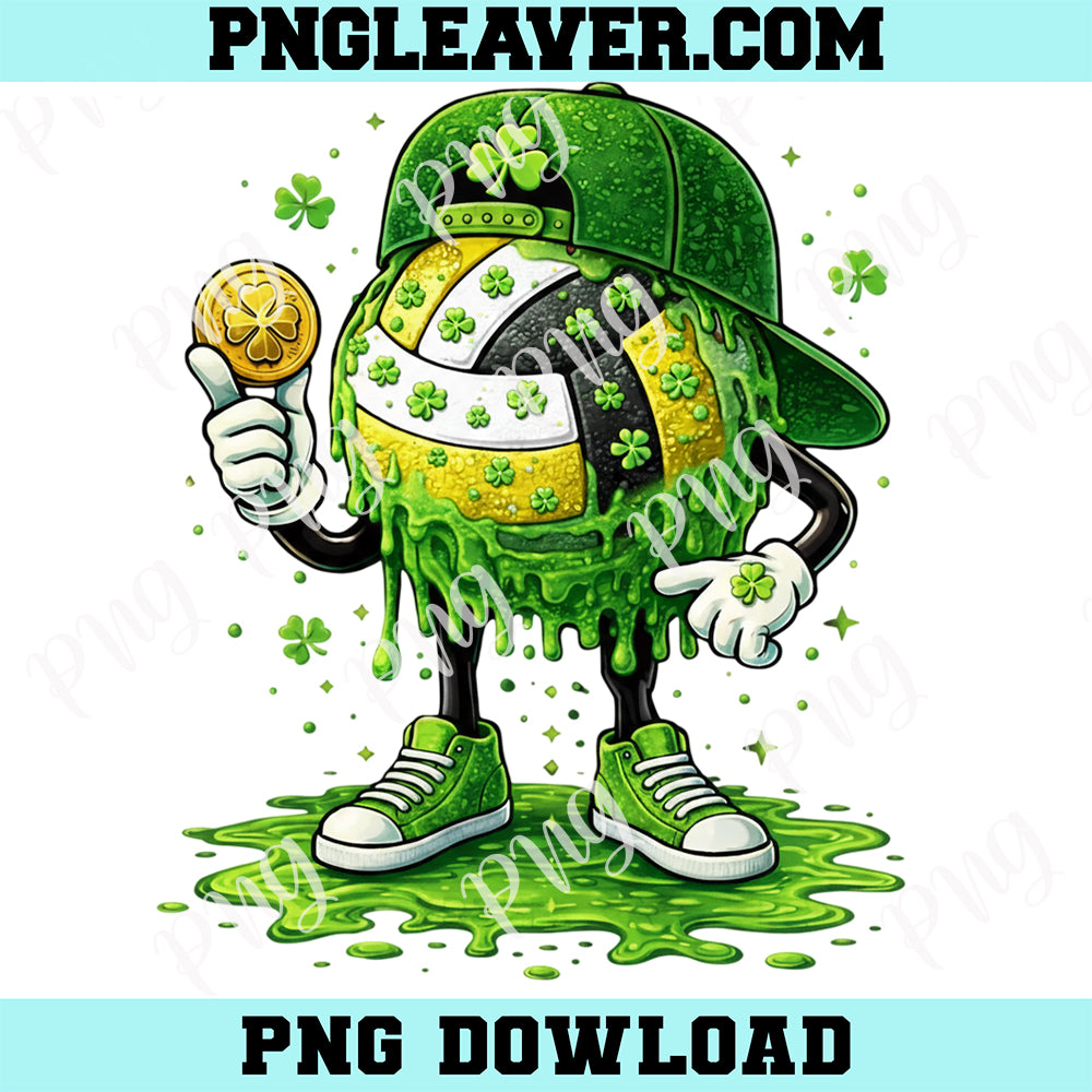 St Patricks Day Volleyball Melt PNG, Shamrock Volleyball Design Png, Funny Irish Sport PNG