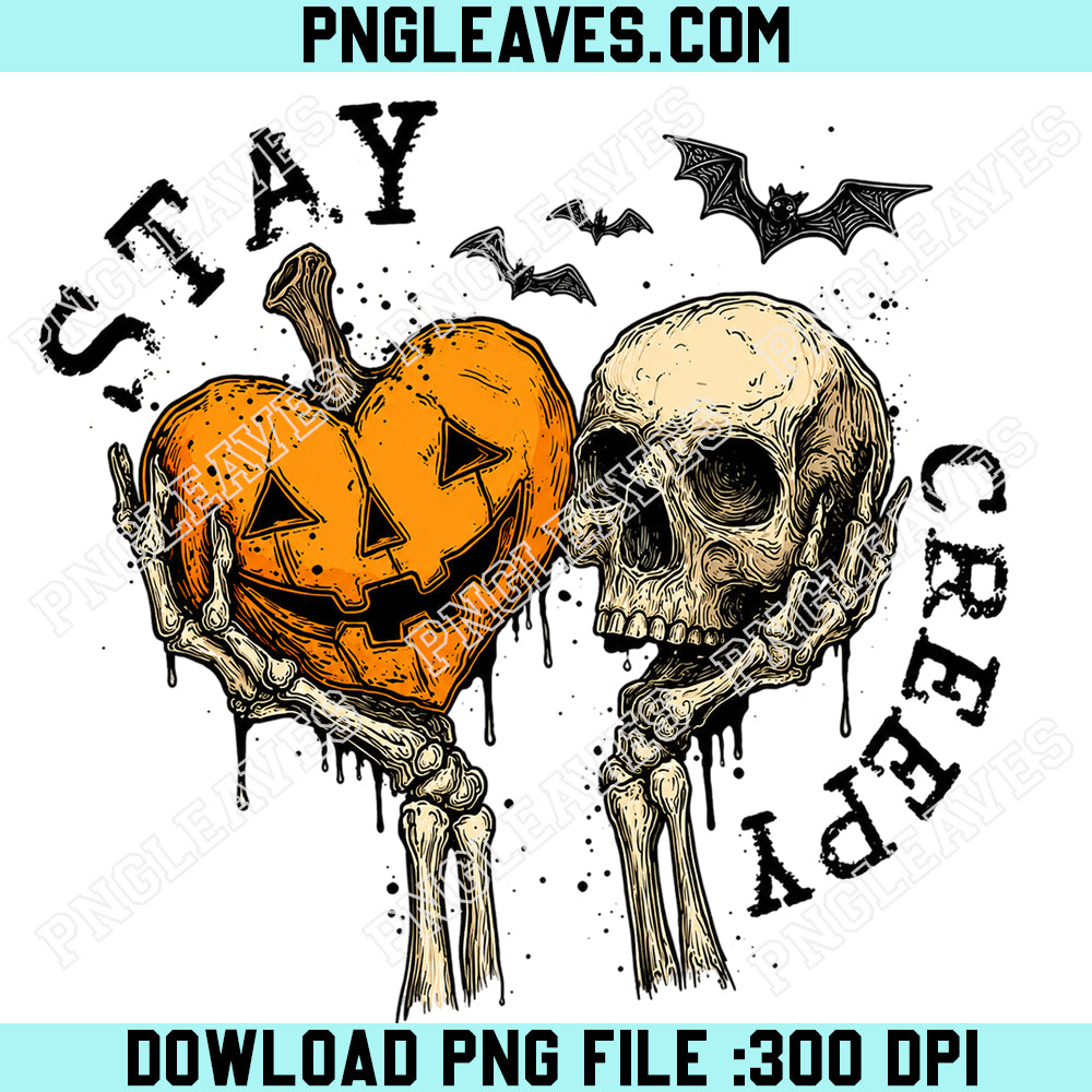 Skeleton Hand Spooky Halloween PNG, Stay Creepy Retro Dripping Heart Halloween Png