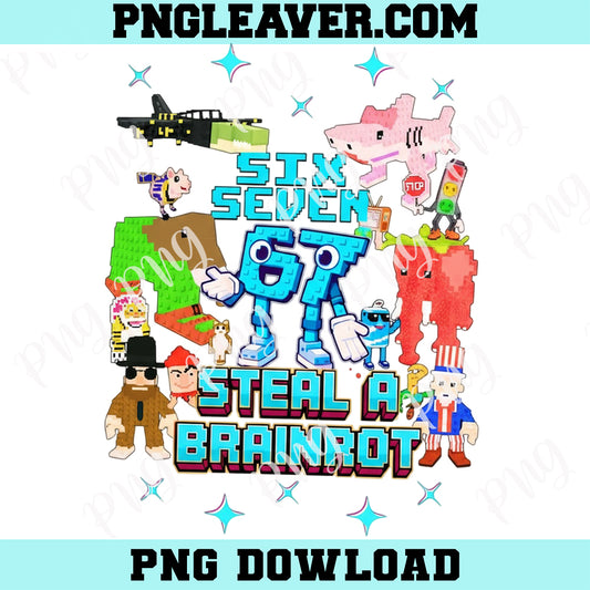 Funny Six Seven 67 Gaming Png, Steal a Brainrot Six Seven 67 Italian Brainrot Characters Kids Gaming PNG