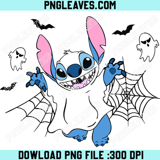 Stitch Ghost SVG, Halloween Stitch Ghost Costume Spiderweb SVG, Happy Halloween Horror Stitch SVG