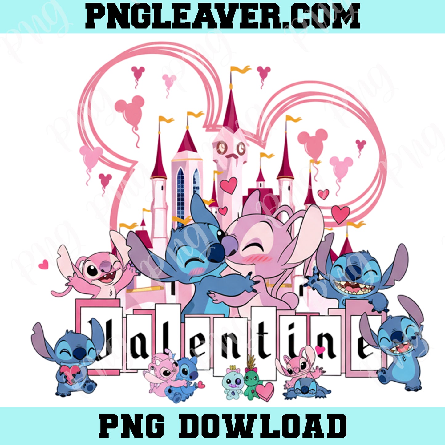 Stitch is My Valentine Mouse Png, Stitch Valentine Mouse Png, Angel Valentine Png Cute and Fluffy Png
