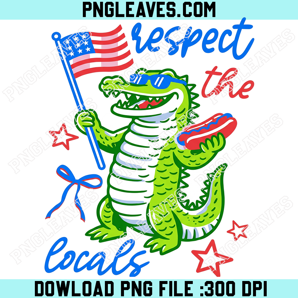 4th of July Alligator Png, Striped Respect The Locals Png, Later Gator Png