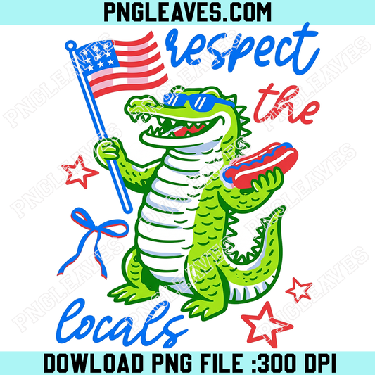4th of July Alligator Png, Striped Respect The Locals Png, Later Gator Png