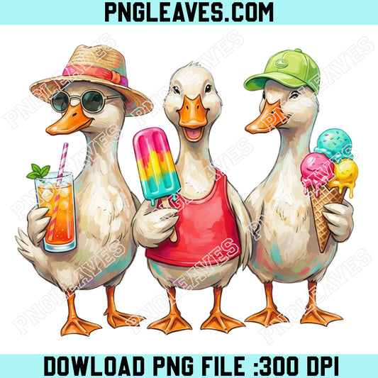 Summer Ducks Craem Png, Funny Beach Goose Brushstroke Animal Png