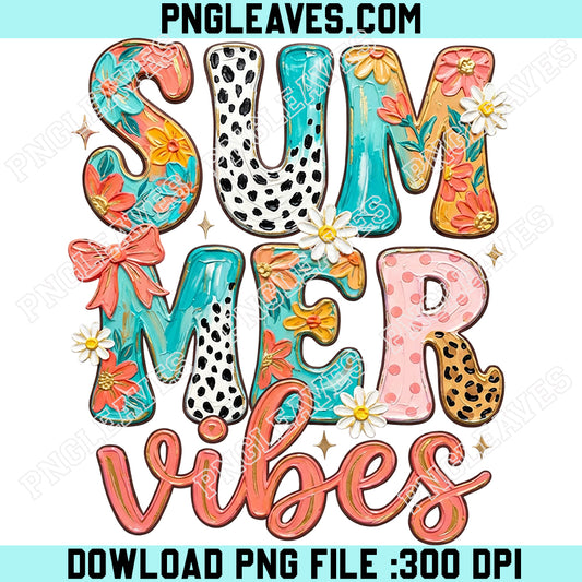 Summer Vibes Paint Flowers Png, Floral Summer Vibes Png, Girly Summer Png