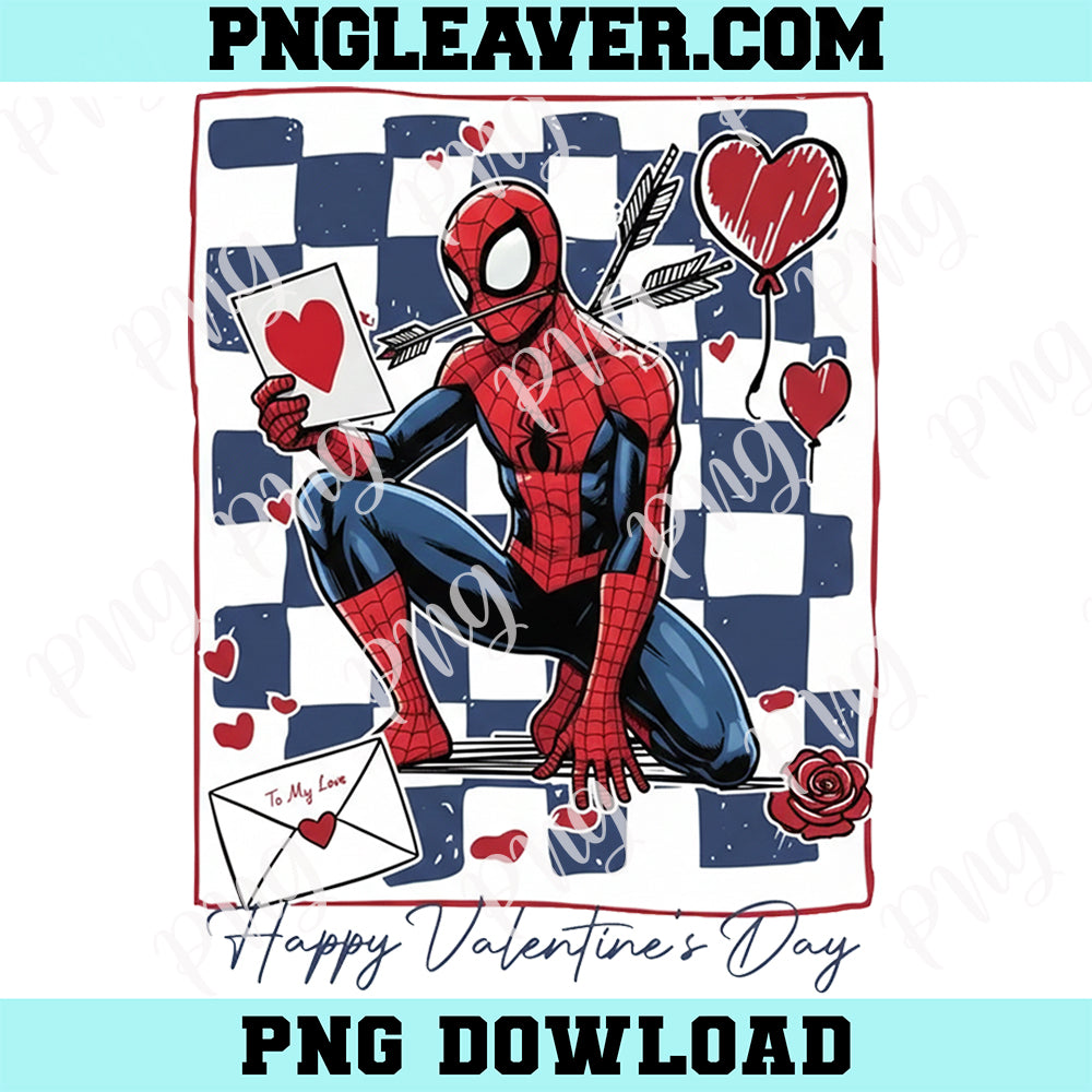 Superhero Spider Valentine Retro PNG, Cute Kids Cartoon Spider Valentine Png