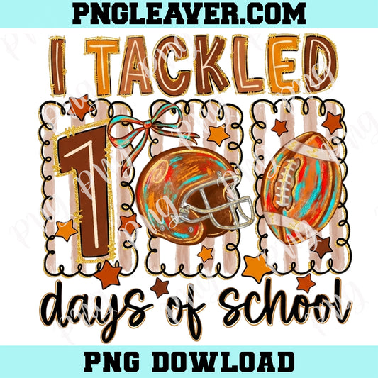 Tackled 100 Days Retro Png, 100 Days Of School Png, Football 100 Days PNG