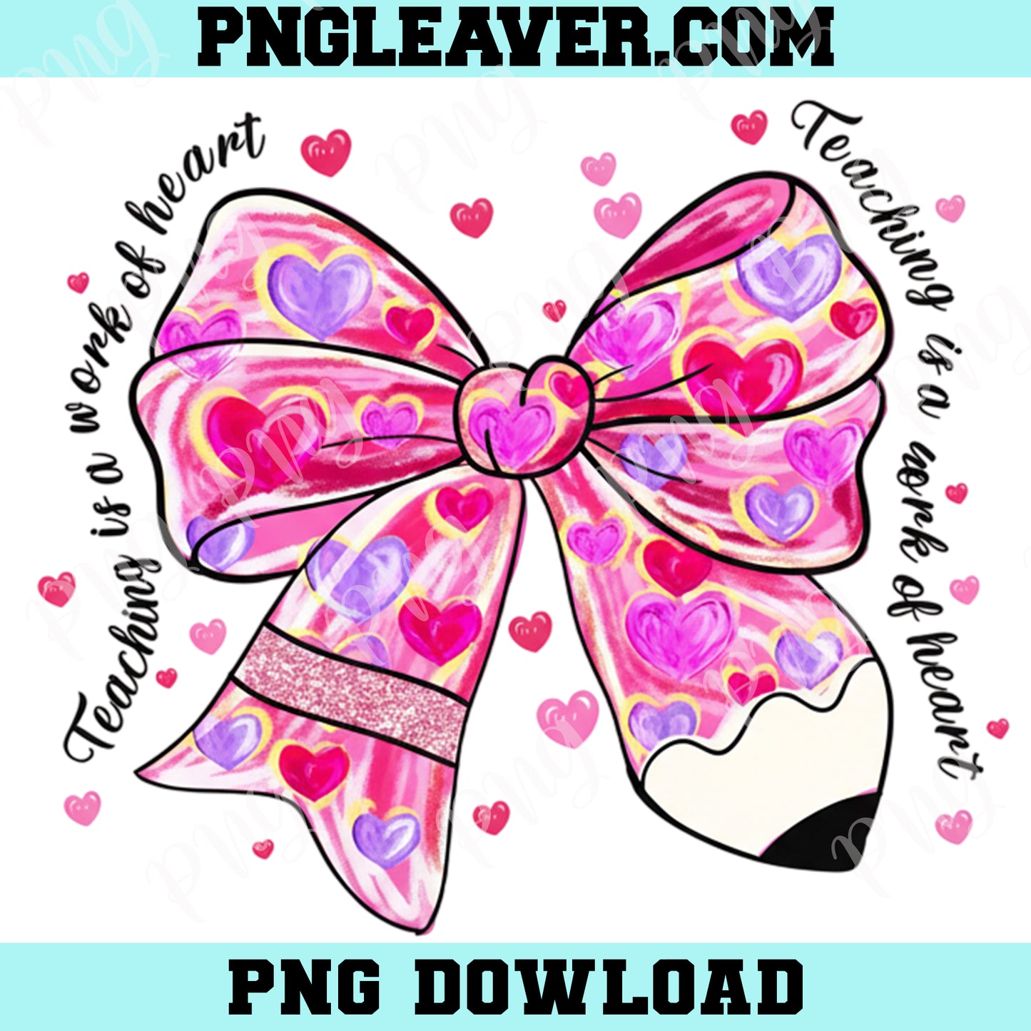 Teacher Valentine Coquette Bow Pencil Png, Glitter Valentine Teacher Heart Pencil Png