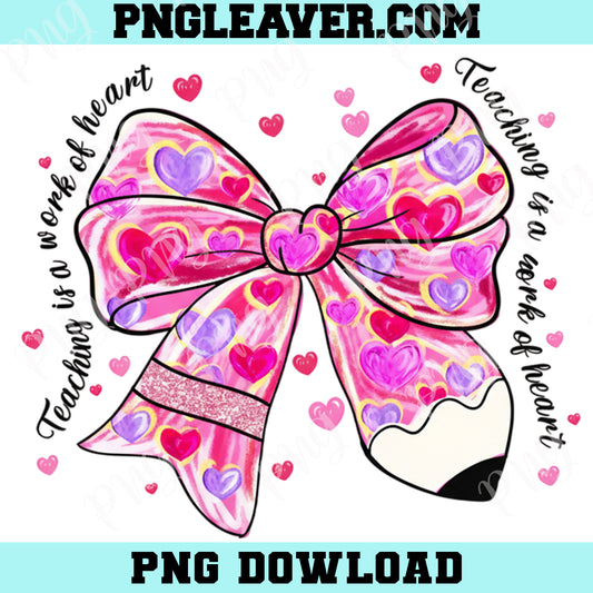 Teacher Valentine Coquette Bow Pencil Png, Glitter Valentine Teacher Heart Pencil Png