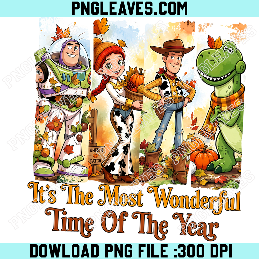 Toy Story Autumn Friends PNG, Buzz Woody Jessie Rex Fall Season PNG