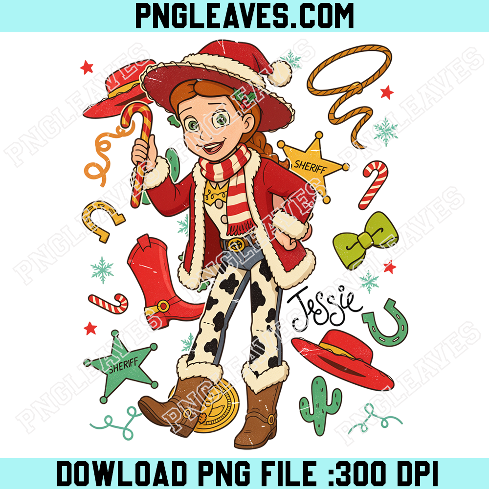 Toy Story Jessie Santa Costume PNG, Cute Cowgirl Holiday Sheriff Clipart PNG