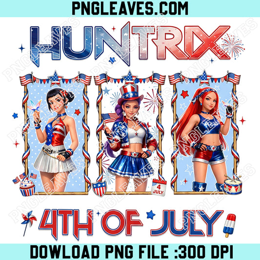 Happy 4th of July K-Pop Girl Cute PNG, Patriotic Idol Squad Png, USA Fireworks Kpop Png