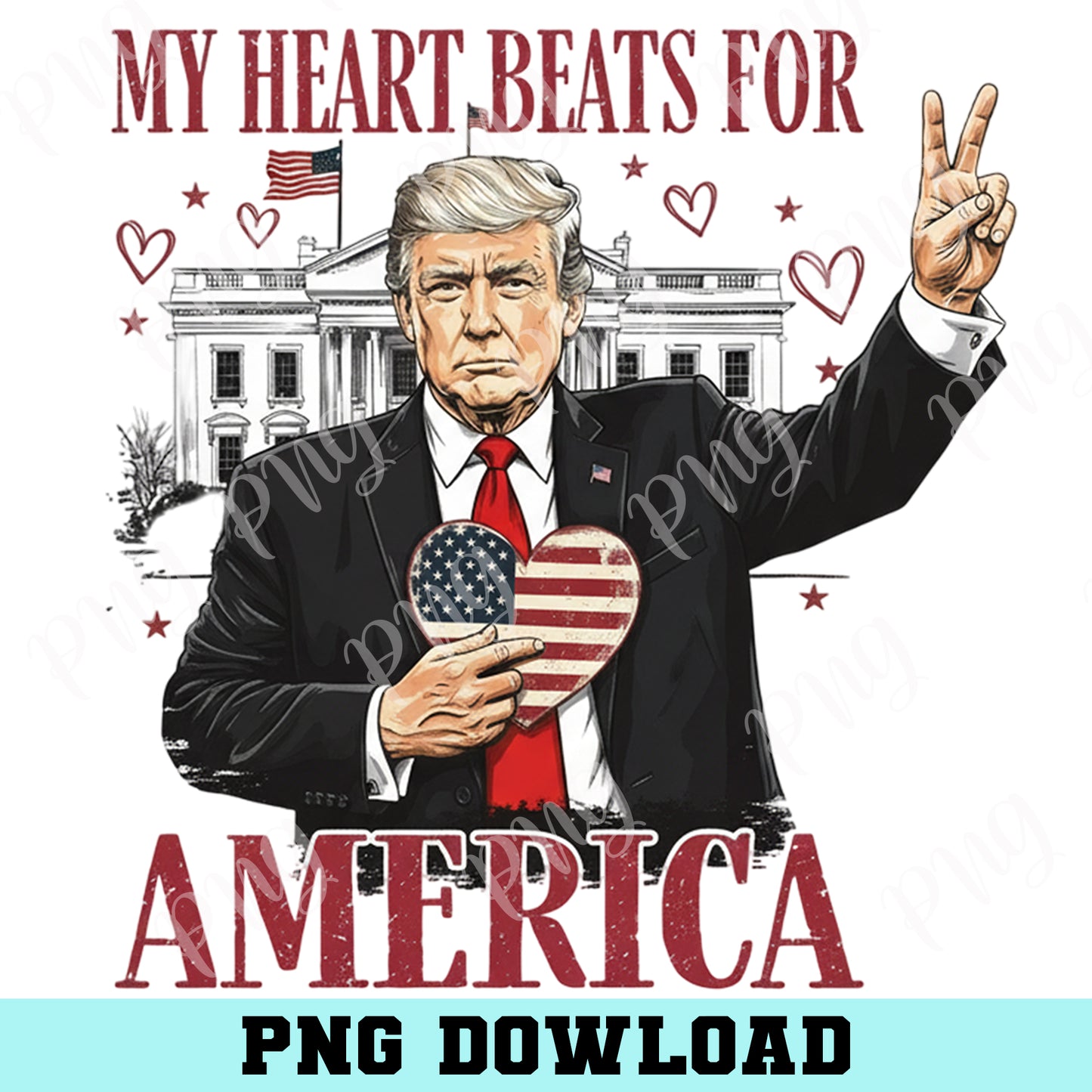 Trump America Valentine Png, Trump Valentine's Day PNG, White House Pink Trump 2026, Graphic PNG
