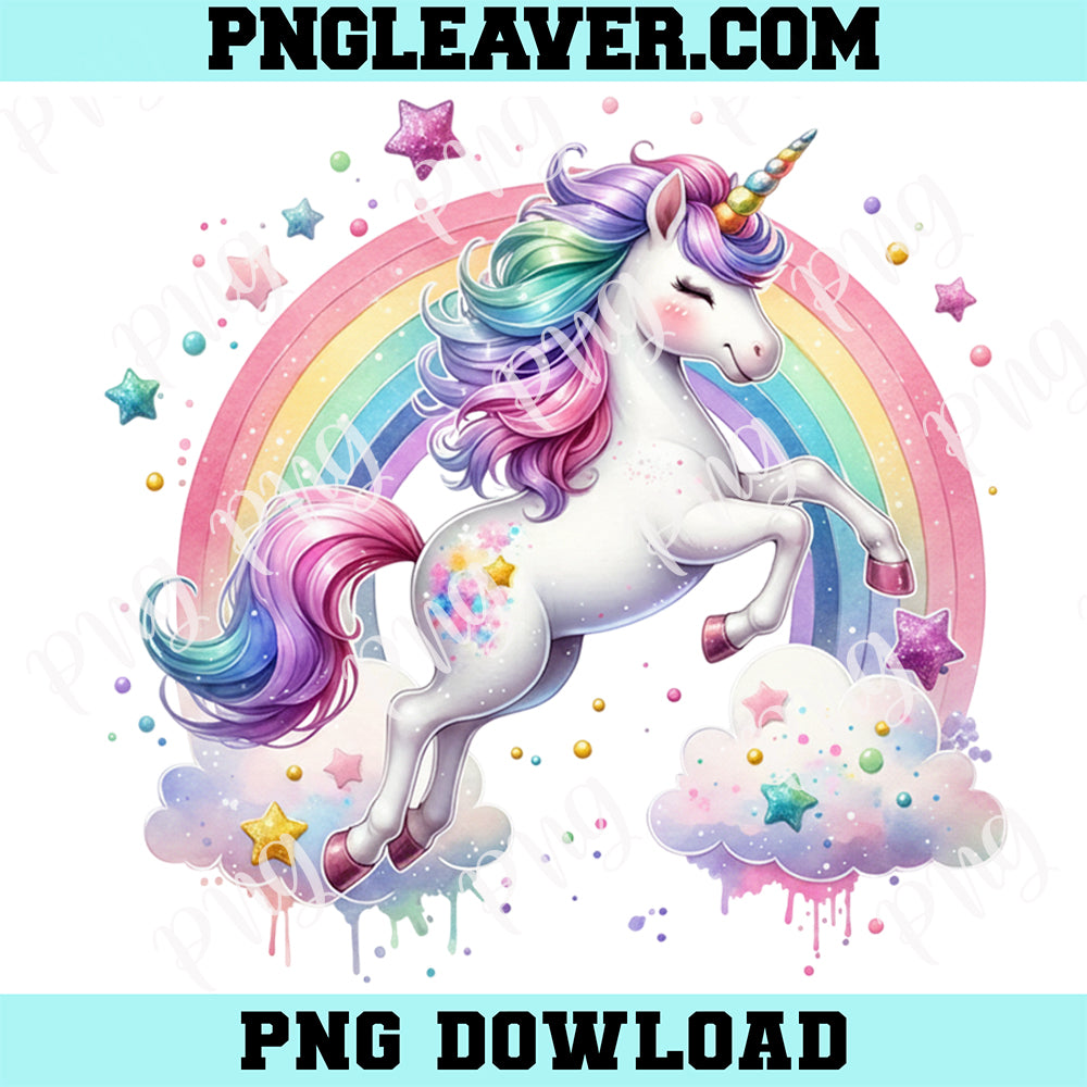 Unicorn Colorful Rainbow Png, Unicorn Baby Girl Png, Star Unicorn Png