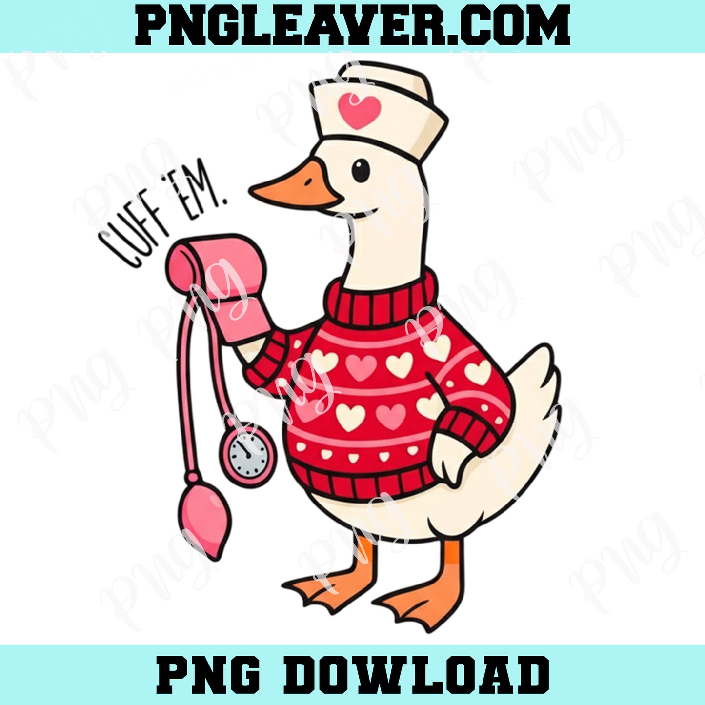 Baby Goose Valentine Nurse Png, Goose Cuff Em Png, Baby Goose Valentine Png